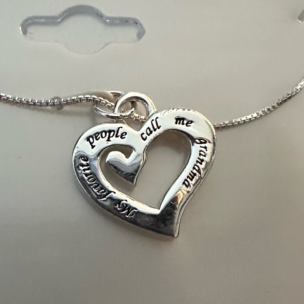 Footnotes Sterling Silver GRANDMA Necklace with Engraved Heart pendant